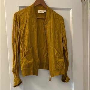 Anthropologie Maeve Gold Yellow Bomber Jacket Relaxed Fit